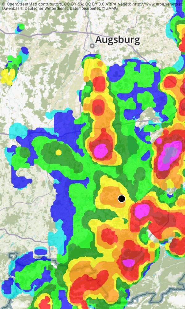 Radrbild eines Regenschauers